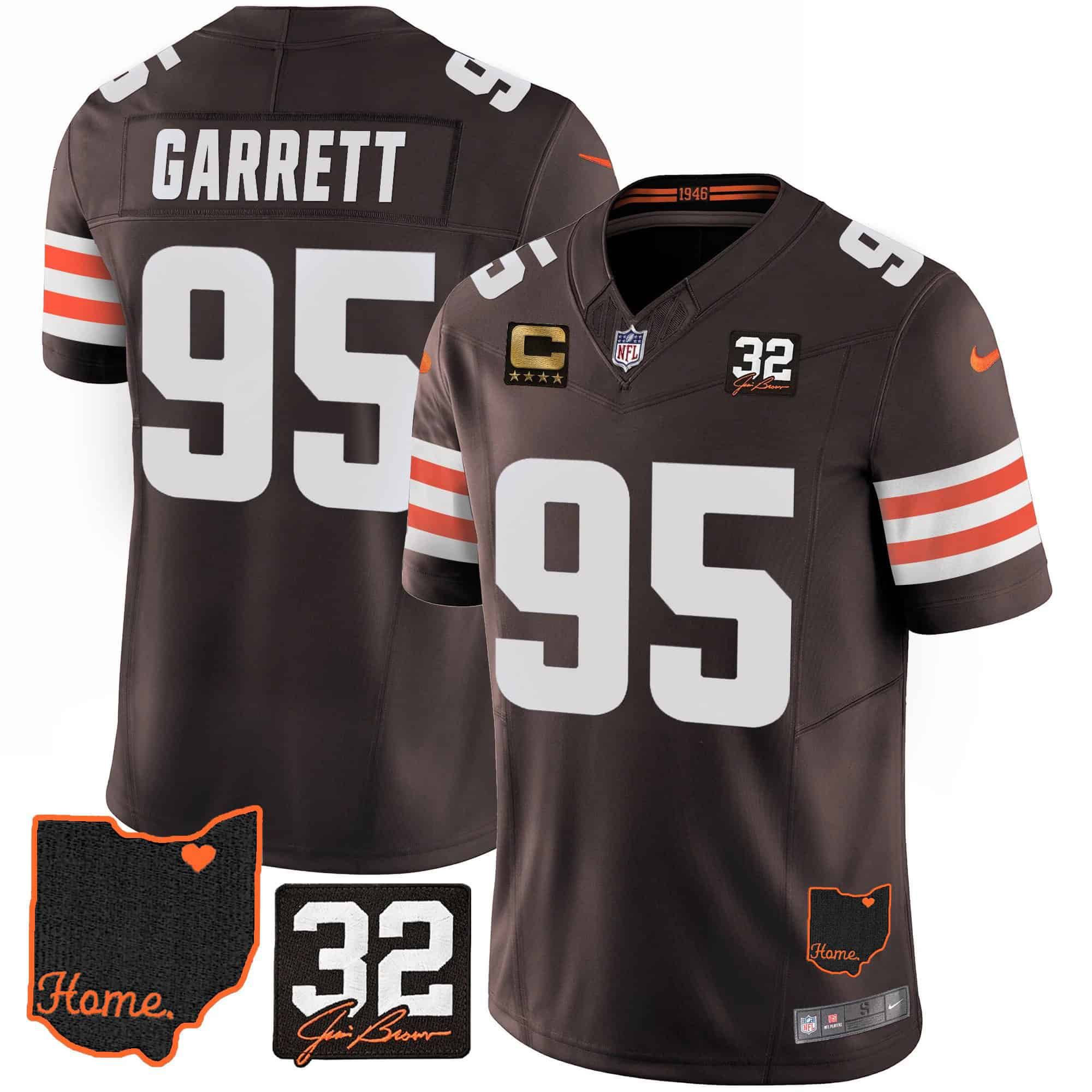 Men Cleveland Browns #95 Garrett Brown Memorial Home Patch 2024 Nike NFL Jersey style 1->indianapolis colts->NFL Jersey